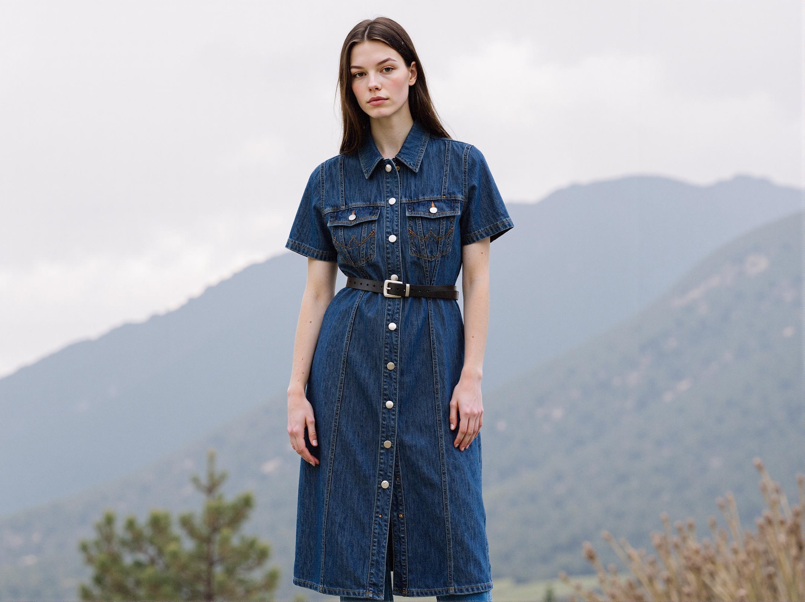 Long denim one-piece