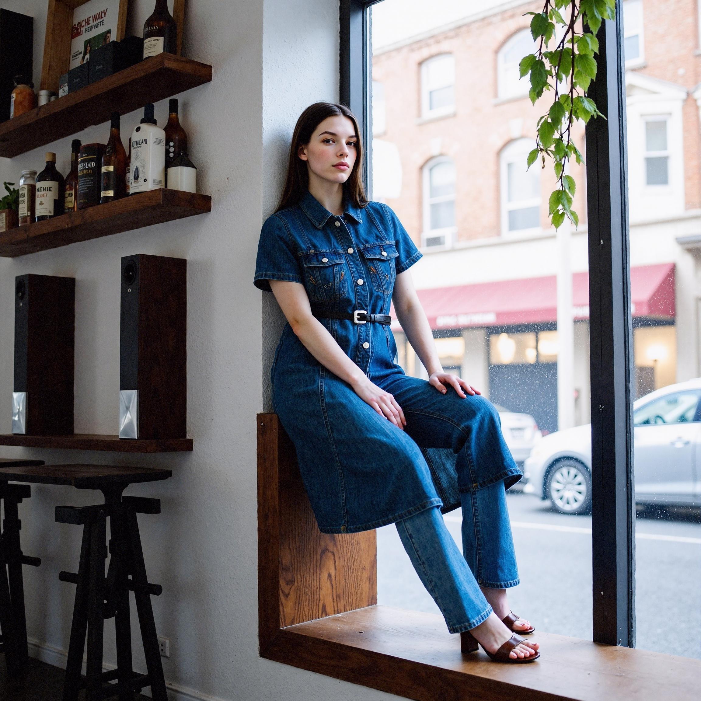 Long denim one-piece thumbnail 2