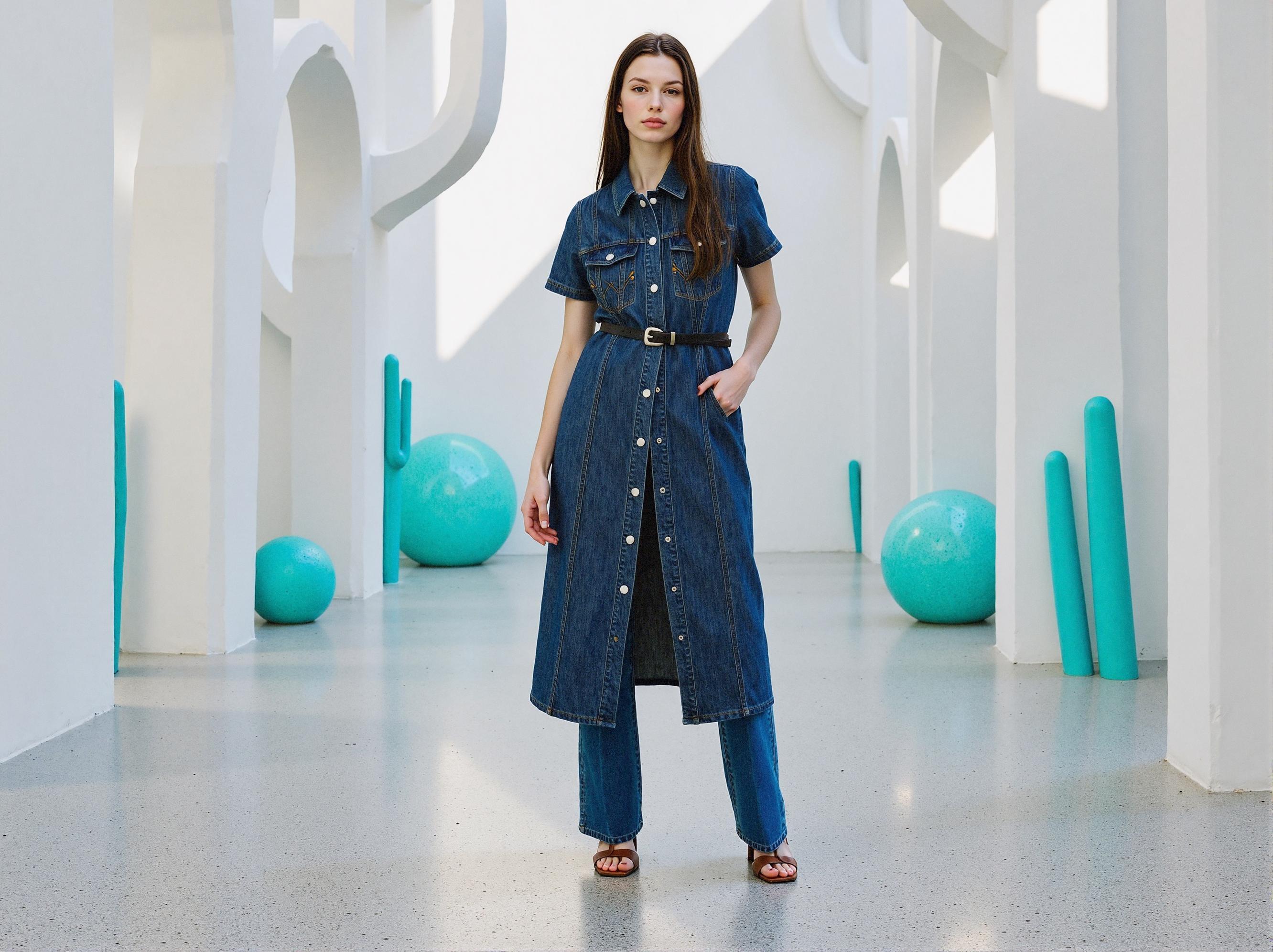 Long denim one-piece thumbnail 4