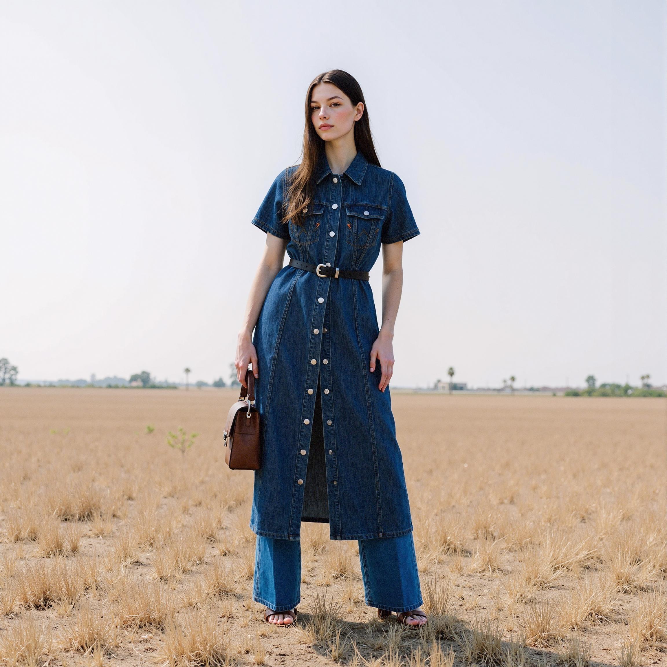 Long denim one-piece thumbnail 6