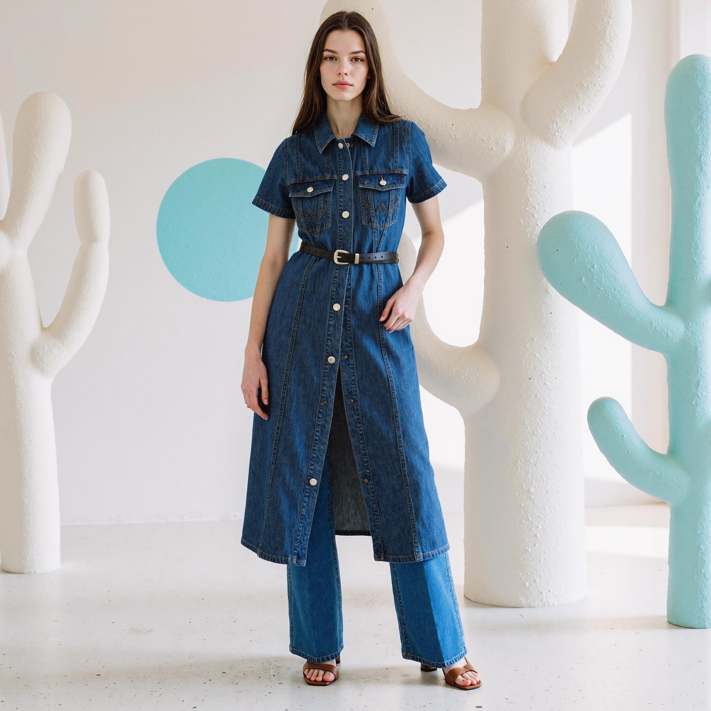 Long denim one-piece thumbnail 8